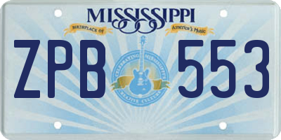 MS license plate ZPB553