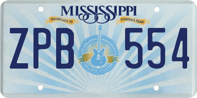 MS license plate ZPB554