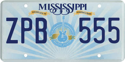 MS license plate ZPB555