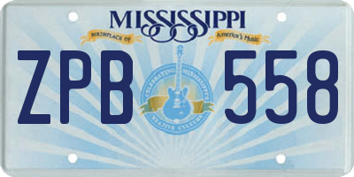 MS license plate ZPB558