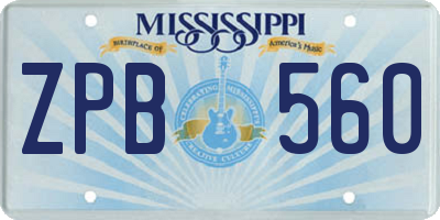 MS license plate ZPB560