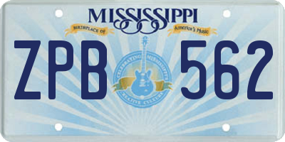 MS license plate ZPB562
