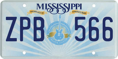 MS license plate ZPB566