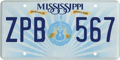 MS license plate ZPB567