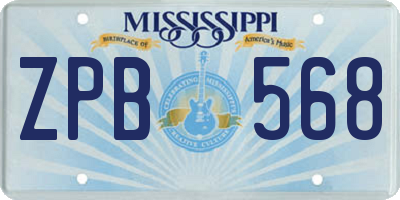 MS license plate ZPB568