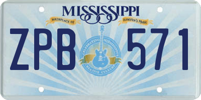 MS license plate ZPB571