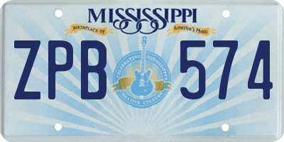 MS license plate ZPB574