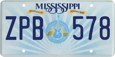 MS license plate ZPB578