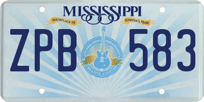 MS license plate ZPB583