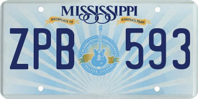 MS license plate ZPB593