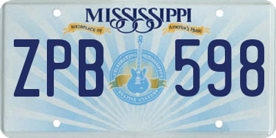 MS license plate ZPB598