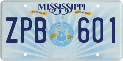 MS license plate ZPB601
