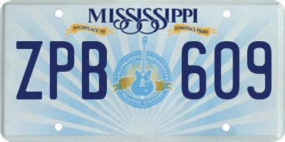 MS license plate ZPB609