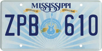 MS license plate ZPB610