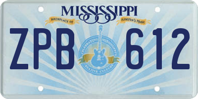 MS license plate ZPB612