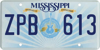 MS license plate ZPB613