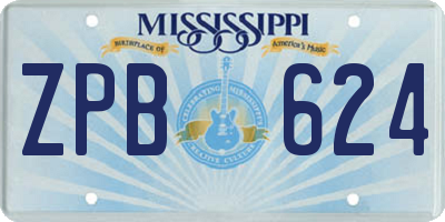 MS license plate ZPB624