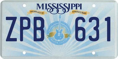 MS license plate ZPB631