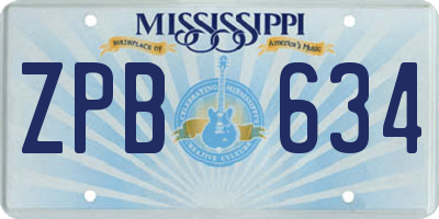 MS license plate ZPB634