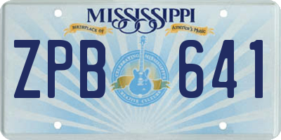 MS license plate ZPB641