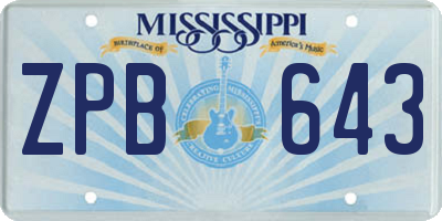 MS license plate ZPB643