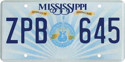 MS license plate ZPB645