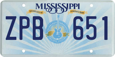 MS license plate ZPB651