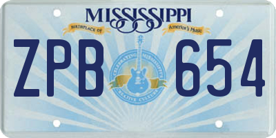 MS license plate ZPB654