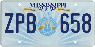 MS license plate ZPB658