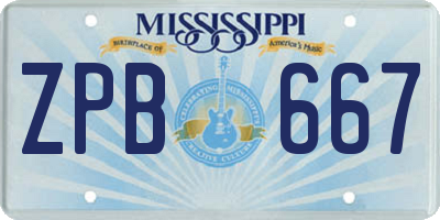 MS license plate ZPB667