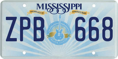 MS license plate ZPB668