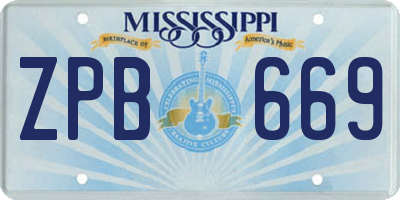 MS license plate ZPB669