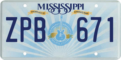 MS license plate ZPB671