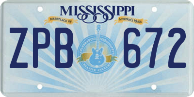 MS license plate ZPB672