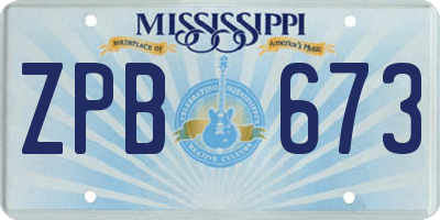 MS license plate ZPB673