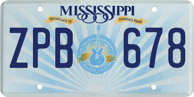 MS license plate ZPB678