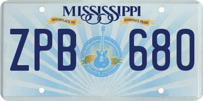 MS license plate ZPB680