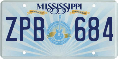 MS license plate ZPB684