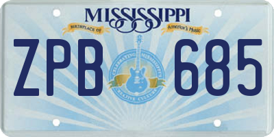 MS license plate ZPB685