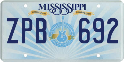 MS license plate ZPB692
