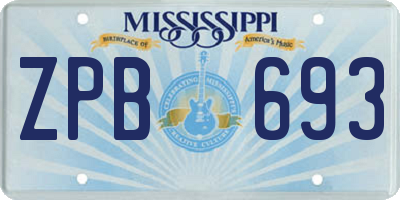 MS license plate ZPB693