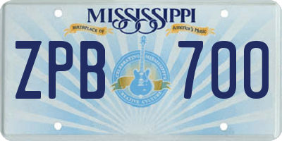 MS license plate ZPB700