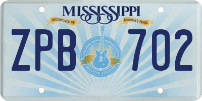 MS license plate ZPB702