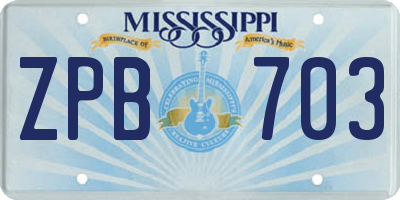 MS license plate ZPB703
