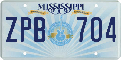 MS license plate ZPB704