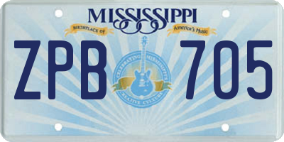 MS license plate ZPB705