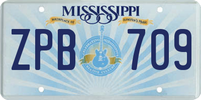 MS license plate ZPB709