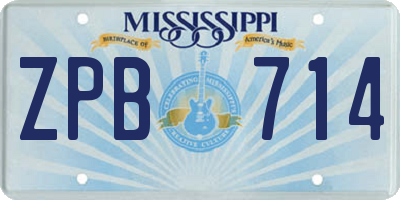 MS license plate ZPB714