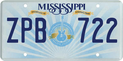 MS license plate ZPB722