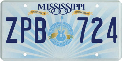 MS license plate ZPB724
